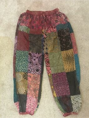 Shop Therapy Patchwork Style Elastic Waist Balloon Pants